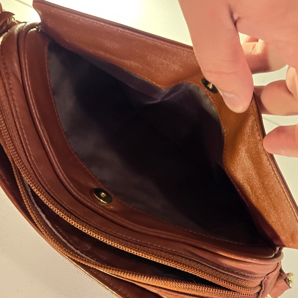 De Bon Brown Leather Womens Purse Handbag Small - Picture 4 of 5